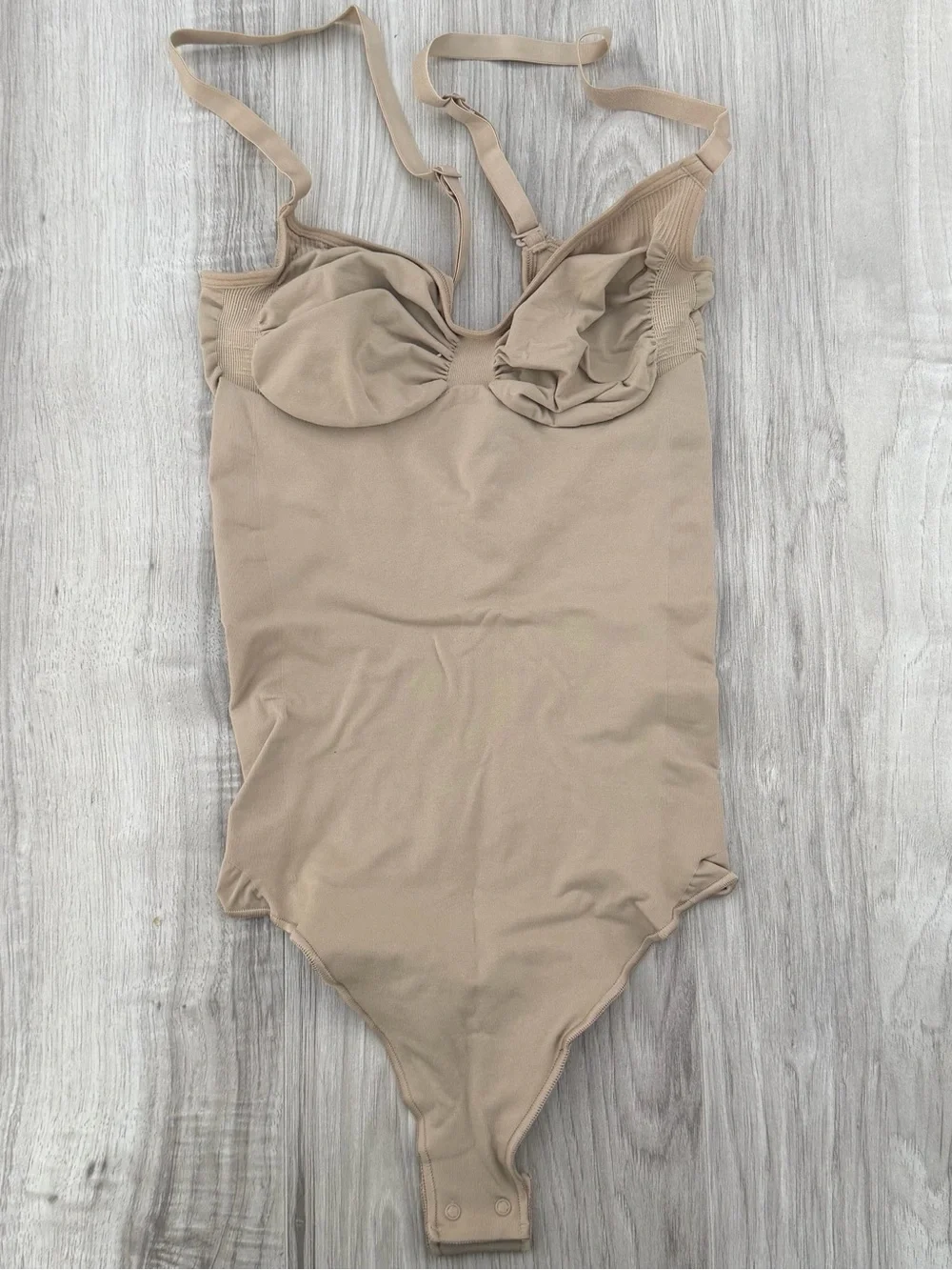 SKIMS Beige Sculpting Low Back Thong Bodysuit with Adjustable Straps